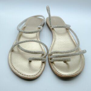 Camilla sparkly silver strappy flat sandals - 39